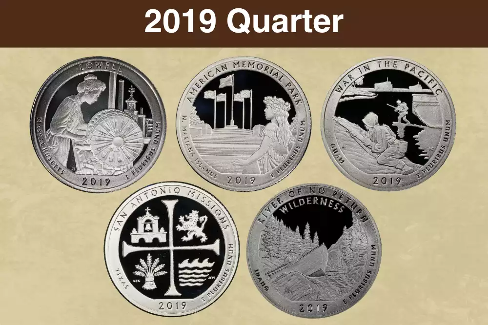 2019-W West Point quarter obverse showing W mint mark and reverse design