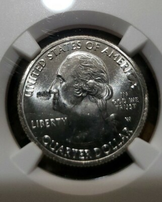 2019-W Lowell quarter struck-through error showing angel wing pattern on Washington portrait